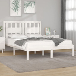 Bed Frame Solid Pine Untreated White 75x190cm Single Rustic Headboard
