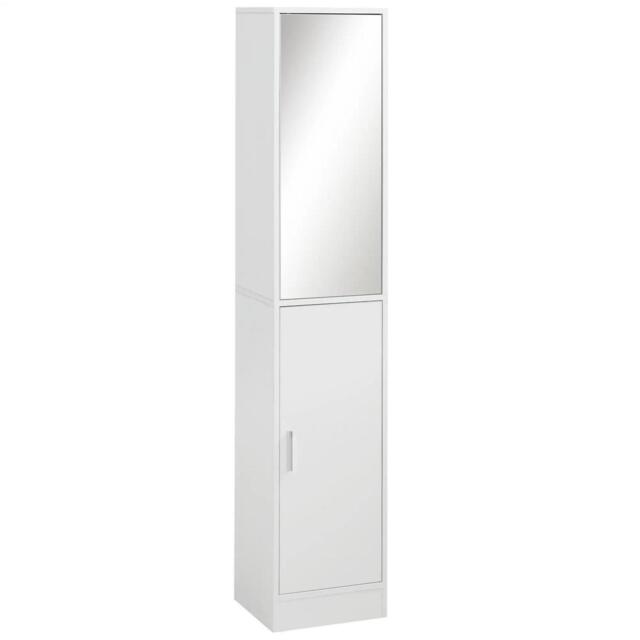 Kleankin Tall Mirrored Bathroom Cabinet Tallboy Unit With Adjustable