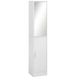 Kleankin Tall Mirrored Bathroom Cabinet Tallboy Unit With Adjustable