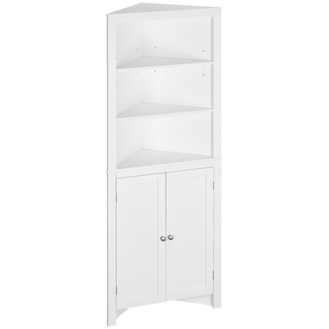 Kleankin Corner Bathroom Cabinet, Double Doors And Adjustable Shelves,