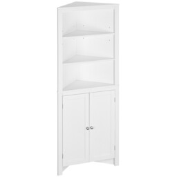 Kleankin Corner Bathroom Cabinet, Double Doors And Adjustable Shelves,