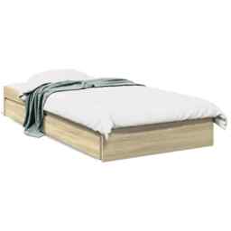 Bed Frame With Drawers Sonoma Oak 100x200 Cm Engineered Wood Vidaxl