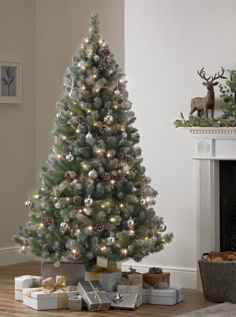 Habitat 6ft Pre Lit Blue Oscar With Pine Cone Christmas Tree