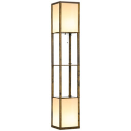 Shelf Floor Lamp With Dual Light Living Room Bedroom Brown