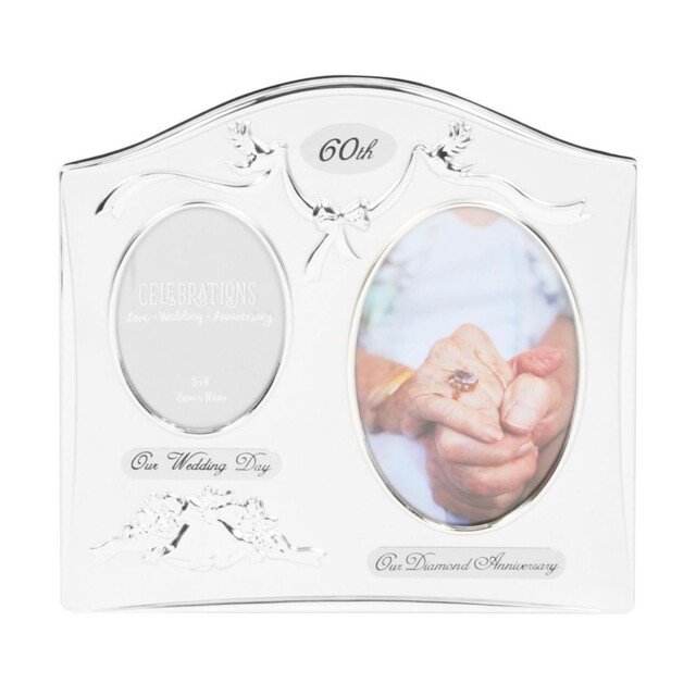 60th Anniversary Photo Frame Diamond Wedding Dual Pictures Then Now