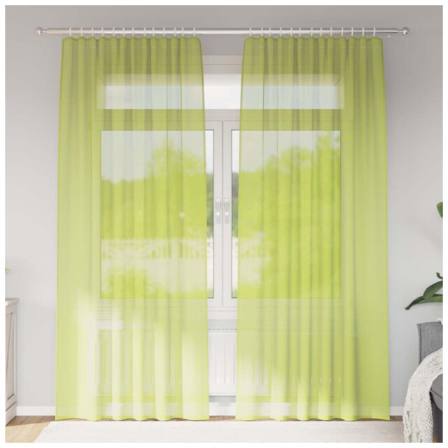 Voile Curtains Set Of 2 Apple Green 140x245cm 100%polyester Eyelet