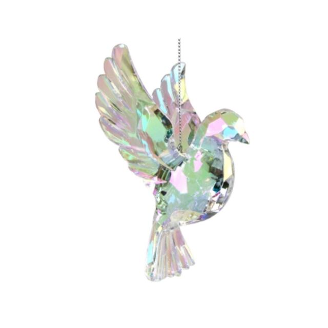 Gisela Graham Dove Symbol Of Peace Iridescent Hanging Christmas Tree