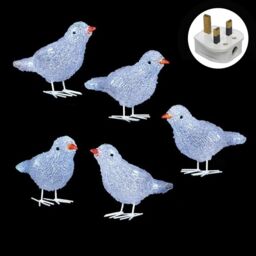 Led 16cm Light Up Birds Acrylic Battery Christmas Decoration - Pack Of