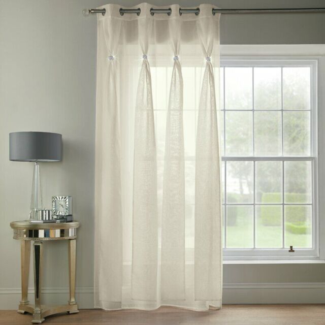 "Curtain Top Panel Eyelet Semi Sheer Single White 57""x72"" Free P&p (n)"