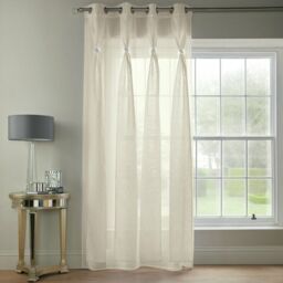 "Curtain Top Panel Eyelet Semi Sheer Single White 57""x72"" Free P&p (n)"