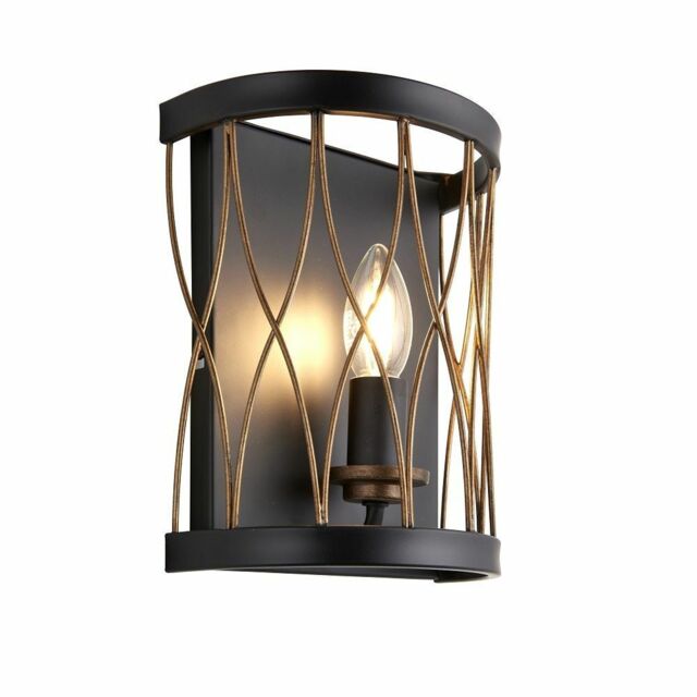 Endon Heston 40w E14 Ip20 Dimmable Wall Light Matt Black & Rustic