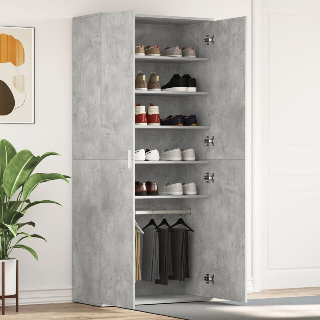 Shoe Cabinet With Door Engineered Wood Storage Unit Rack Entryway