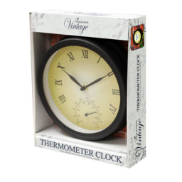 Professional Garden Wall Clock With Thermometer And Roman Counting