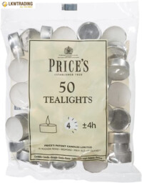 White Tealights Bag, Pack Of 50, Wax, L X 3.8cm W X 1.8cm H, Unscented