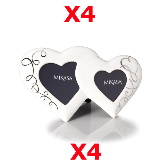 "4 X Mikasa Love Story Porcelain 11.5"" Two Hearts Photo Frame Lovestory"