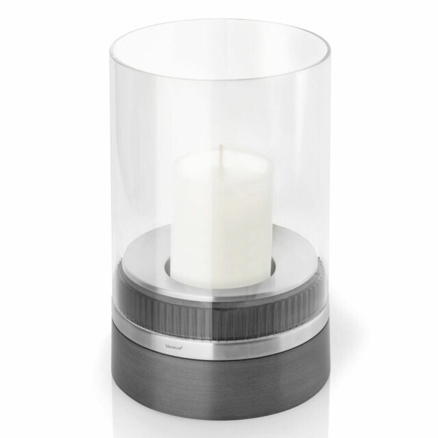 Blomus Lantern + Candle Piedra H=23.5cm Stainless Steel/ Glass/