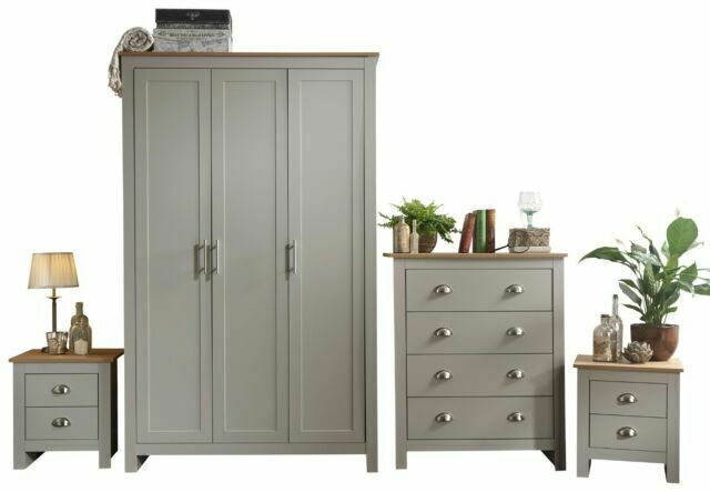 Boxed Lancaster Grey/oak 4 Piece Bedroom Set Ass Option Local Delivery