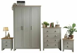 Boxed Lancaster Grey/oak 4 Piece Bedroom Set Ass Option Local Delivery
