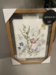 Floral Linen Glass Framed Wall Hanging Print Picture 30 X 40 Rrp £39