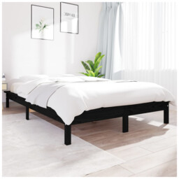 Bed Frame Solid Pinewood Black 160x200 Cm Modern Minimalist Slatted