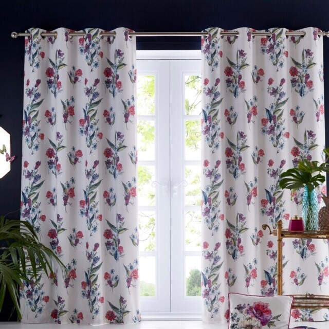 "Oasis Luna Eyelet Lined Ivory Ready Made Curtains W46"" X D54"" Rrp £62"