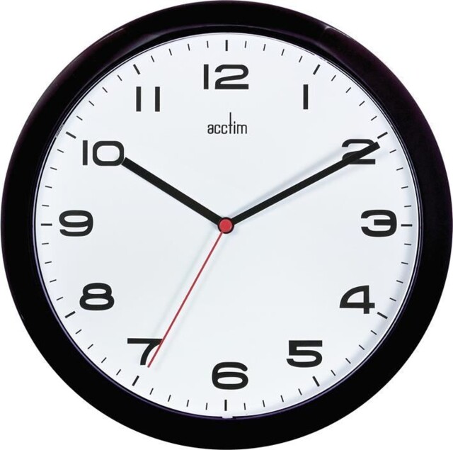 Acctim - Aylesbury 25.5cm Quartz Movement Analogue Wall Clock - Black