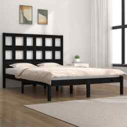Bed Frame Black Solid Wood Pine 200x200 Cm Vidaxl