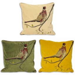 Paoletti Hunter Velvet Pheasant Cushion Cover, 45 X 45 Cm