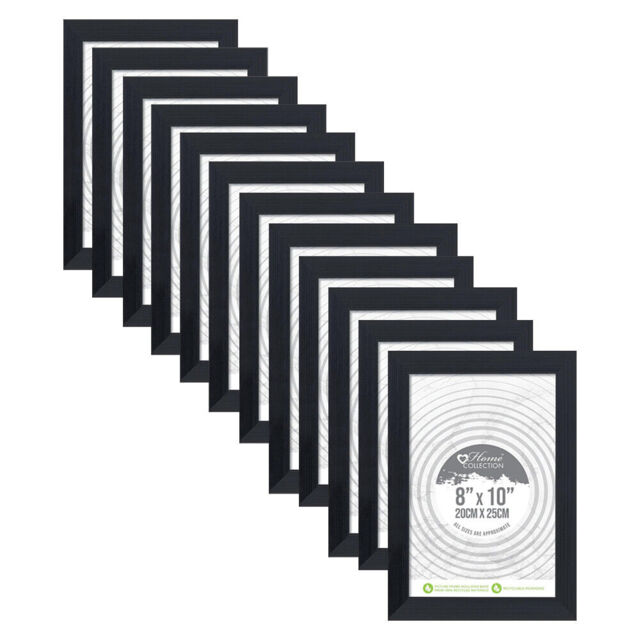 "Pack Of 12 Black Glass Picture Frame 8""x10"" (20x25cm) Wall Mount"