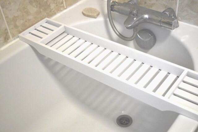Bamboo Wood Bath Tub Rack Bathroom Shelf Tidy Tray Storage Caddy