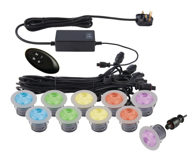 Outdoor Light Silver Ikonpro Led Decking Kit Ip67 45mm Rgb Saxby 59138