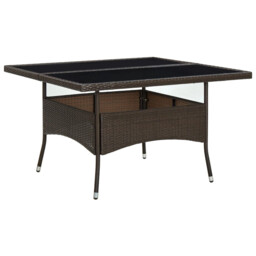 Patio Dining Table Brown 120x120x75cm Pe Rattan Steel Frame Acacia Top