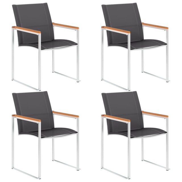 Garden Chairs 4 Pcs Textilene And Stainless Steel Grey Vidaxl