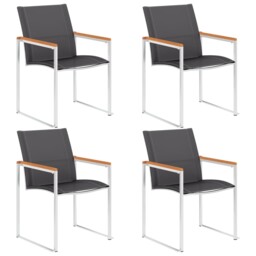 Garden Chairs 4 Pcs Textilene And Stainless Steel Grey Vidaxl