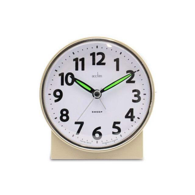 Acctim Micah Alarm Clock, Analogue Display, Non-ticking, Blue Led