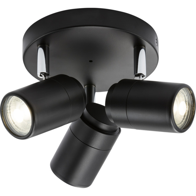 Modern 3 Way Round Plate Bathroom Triple Spot Light Gu10 Ip44
