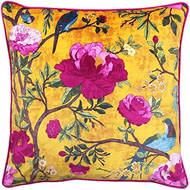 Riva Paoletti Chinoiserie Cushion Cover - Gold Yellow - Chinoiserie