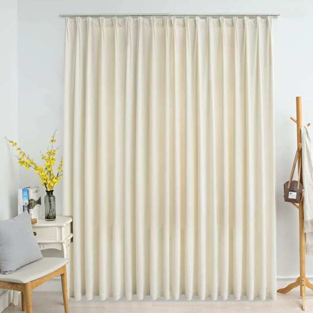 Blackout Curtain With Hooks Velvet Cream 290x245 Cm Vidaxl
