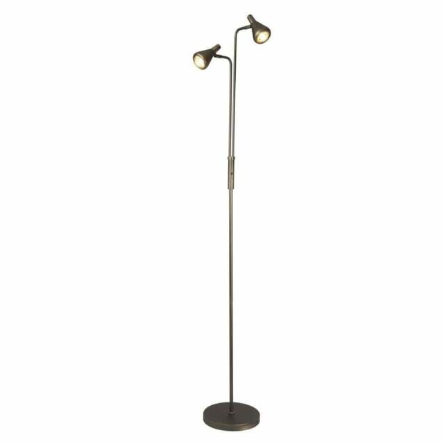 Modern Tinley 2 Light Adjustable Floor Lamp Antique Silver Searchlight