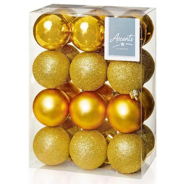 Premier 24 X 60mm Gold Multi Finish Christmas Decoration