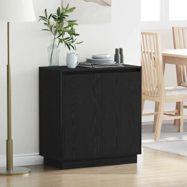 Sideboard With Door Black Oak 71 X 34.5 X 75 Cm Engineered Wood Vidaxl