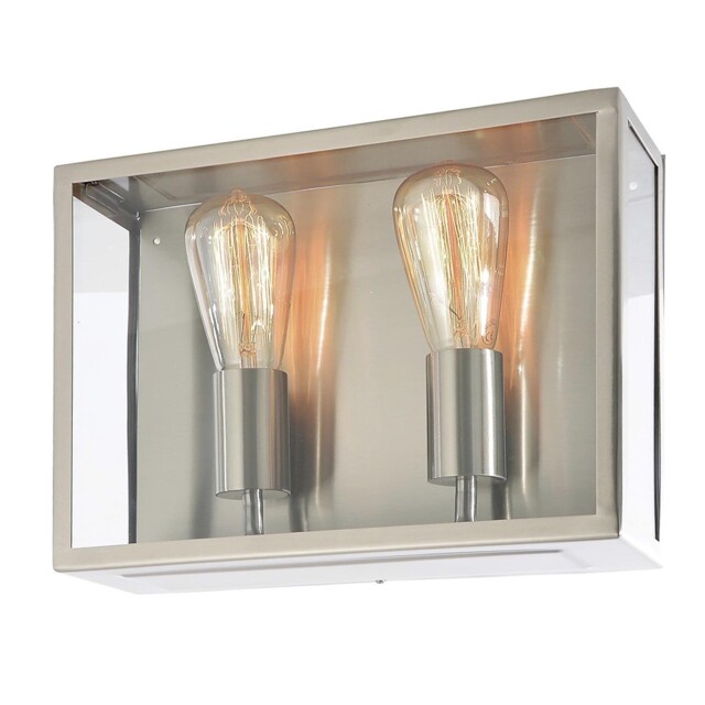 Litecraft Mersey Outdoor Box Wall Lantern Stainless Steel Garden E27 2