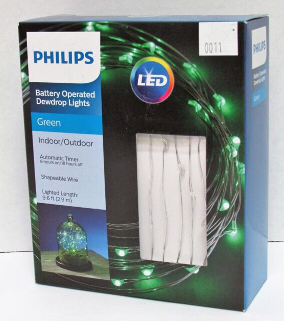 Led Battery Operated Dewdrop Lights W/timer Philips 051042765 9.6 Ft