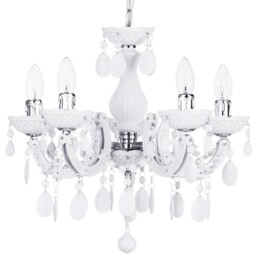 Litecraft Marie Therese Chandelier Crystal Effect White Ceiling E14 5