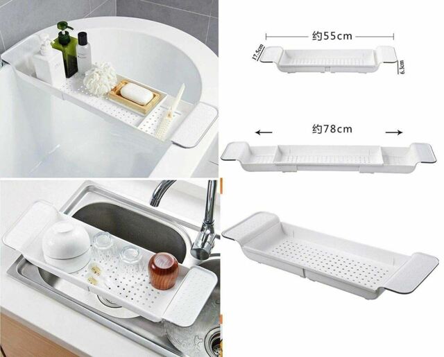 Blue Canyon Extending Bath Rack Caddy White Plastic Luxury Bathroom