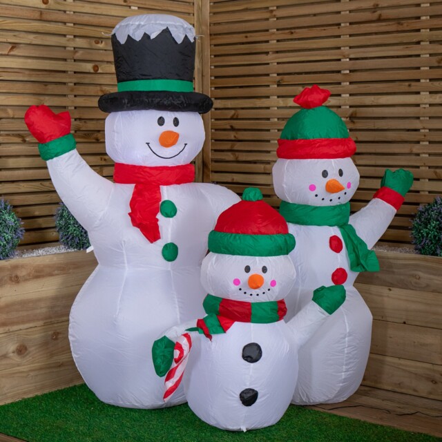 1.5m Light Up Christmas Inflatable Snowman Family With 12 White Leds
