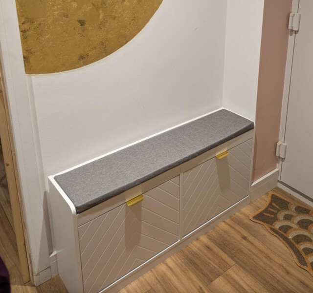 Slim Shoe Storage Bench Hallway Storage Cushion Seat Modern Entryway