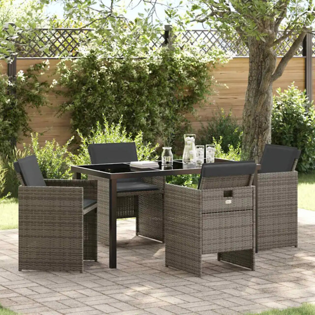 Garden Dining Set Pcs Grey Poly Rattan Vidaxl by
