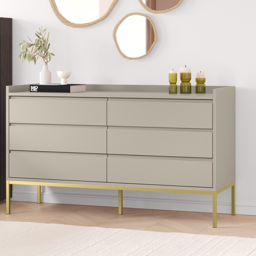 beige dresser with gold handles Collins 56