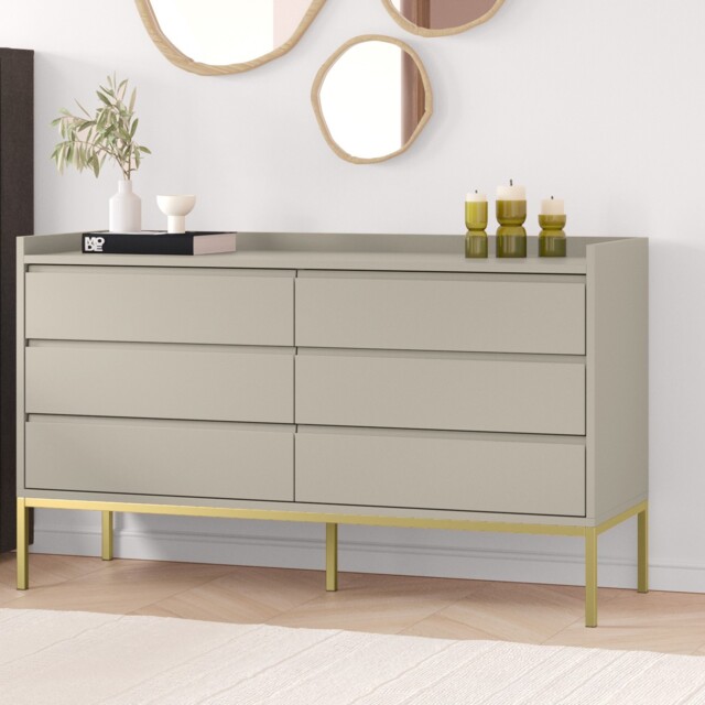 gold metal dresser Shop Ashley Alli Dresser 6 Drawers White 59 Inch main image 0